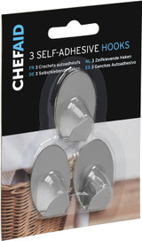 Chef Aid Small Stainless Steel Self Stick Oval Hooks 3 Pack