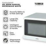 Tower T2402WHT Microwave White 800w 20 Litre Capacity