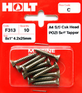 Holt S/Steel CSK Pozi Selftaper 4.2 x 25mm Card of 10