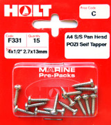 Holt S/Steel Pan Pozi Selftaper 2.7x13mm Card of 15 