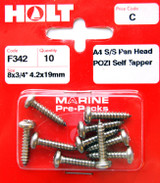 Holt S/Steel Pan Pozi Selftaper 4.2x19mm Card of 10 