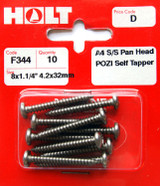 Holt S/Steel Pan Pozi Selftaper 4.2x32mm Card of 10 