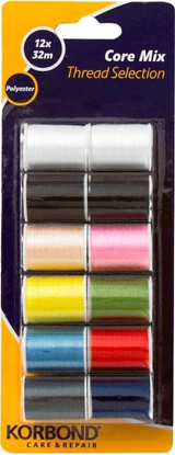 Korbond Core Colour Polyester Thread Selection 12 x 32 meters