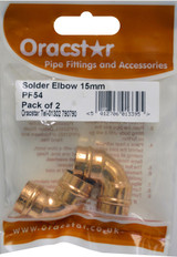 Oracstar 15mm Copper Solder Elbow Pack of 2 