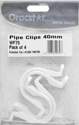 Oracstar 40mm Plastic Pipe Clips Pack of 4 White 