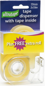 Ultratape Dispenser with 2 Tape Rolls 19mm x 33m