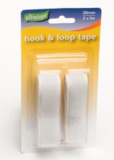 Ultratape White Hook & Loop Tape 20mm x1m