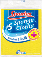 Spontex Antibacterial Absorbent & Flexible Sponge Cloths Pack of 5