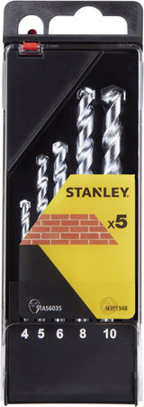 Stanley Masonry Drill Bit Set of 5 Ø4, 5, 6, 8, 10mm