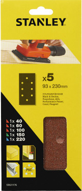 Stanley Third Sanding Sheet Punched Assorted Pack of 5