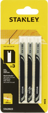 Stanley Fine Jigsaw Blade Max 30mm Pack of 3