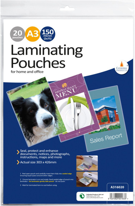 Cathedral Laminating Pouches pack of 20