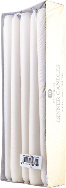 Prices Tapered 25.5cm Dinner Candles Ivory Pack of 10