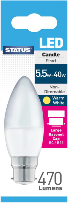 Candle LED BC Warm White Bulb 5w=40w