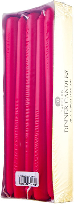 Prices Tapered 25.5cm Dinner Candles Red Pack of 10