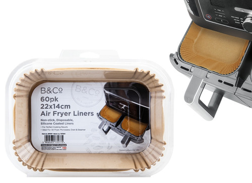 B&Co Rectangle Air Fryer Liners 60 Pack 22x14cm