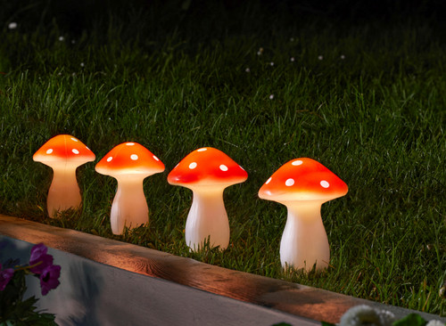 Smart Garden Solar Powered Fairy Mushroom Stake Lights Pack of 4