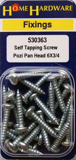 Home Hardware  Pozi Pan Head Self Tapping Screws BZP 3/4" x 6 pack of 19