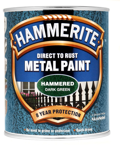 Hammerite Direct to Rust Metal Paint Hammered Dark Green 750ml