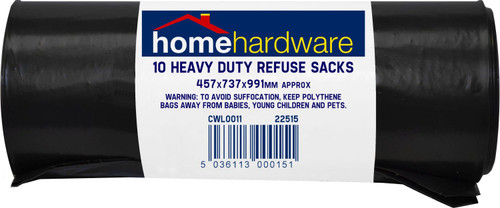 HomeHardware Heavy Duty Refuse Bags 10 Pack 90L Capacity 46cm