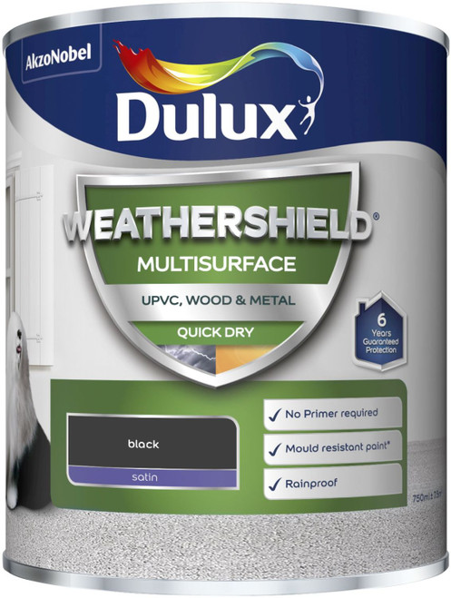 Dulux Weathershield Multi Surface Paint Black 750ml