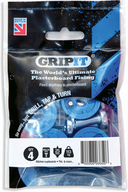 Gripit Plasterboard Fixing 25mm Max 113kg Pack of 4