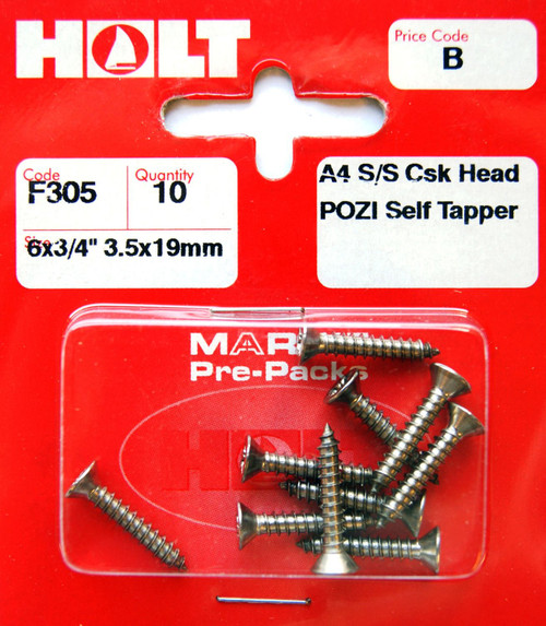 Holt S/Steel CSK Pozi Selftaper 3.5 x 19mm 