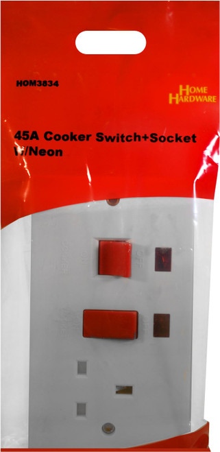 W/Neon 45A Cooker Switch+Socket 