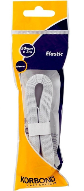 Korbond Polyester Elastic White 20mm x 2m