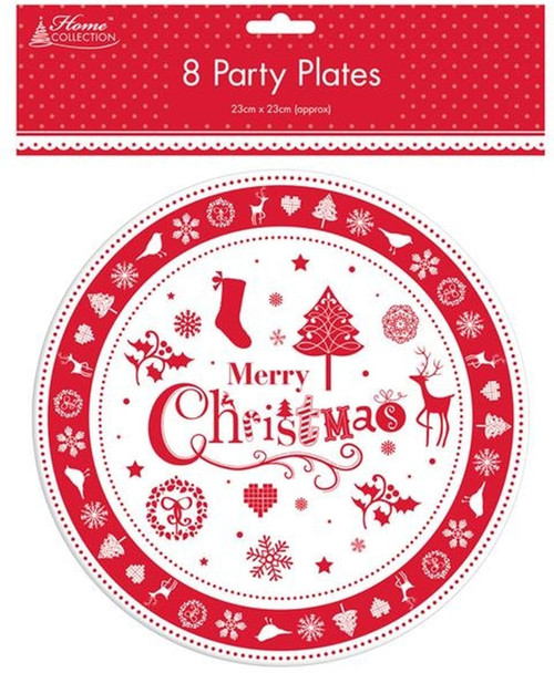 Anker 9" Merry Christmas Party Plates pk8