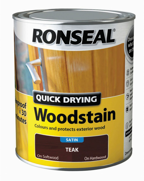 Ronseal Satin 750ml Quick Drying Woodstain Teak 