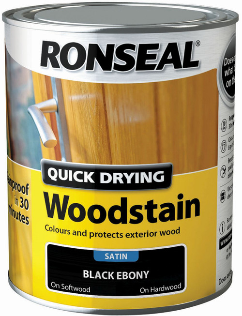Ronseal Satin Quick Dry Woodstain Ebony 750ml