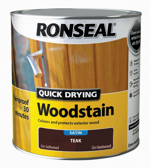 Ronseal Satin Quick Drying Woodstain Teak 2.5Ltr