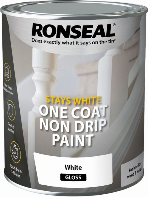 Ronseal White Gloss One Coat Wood Paint 750ml  