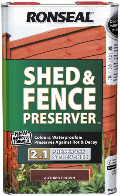 Ronseal Shed & Fence Preserver Autumn Brown 5Ltr