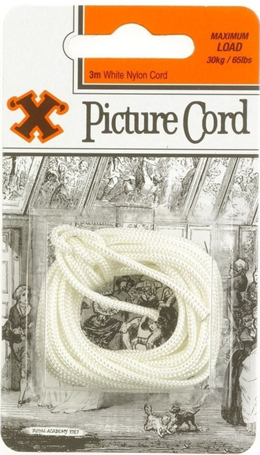 'X' White Nylon Picture Cord 3m Maximum Load 30kg