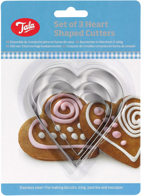 Tala Stainless Steel Heart Shaped Cutters (3) 