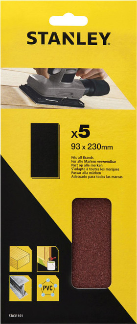 Stanley Third Sanding Sheet 100g Pack of 5