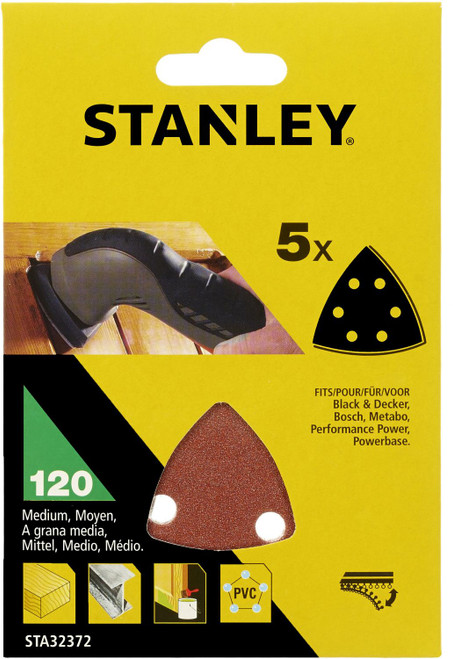 Stanley Detail Sanding Sheets 120g Pack of 5