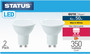 Status GU10 LED 4w = 50w Warm White Bulb Pack Of 2