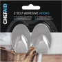 Chef Aid Medium Stainless Steel Self Stick Oval Hooks 2 Pack