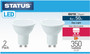 Status 5/50w GU10 LED Daylight Bulb Card of 2