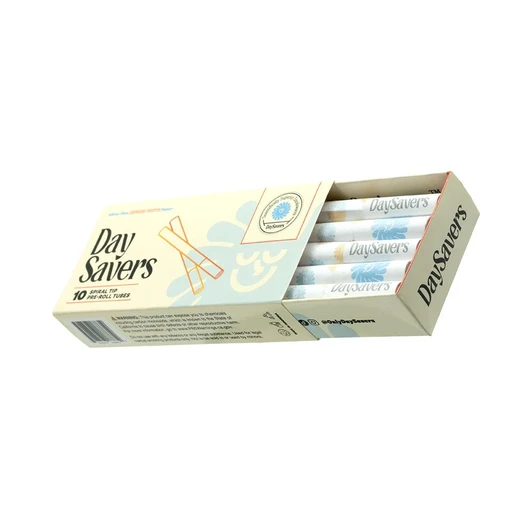  DaySavers Refined White Half Gram 1 1/4 Artisan Pre Rolled Tubes with Spiral Filter Tips [10 Pack] 