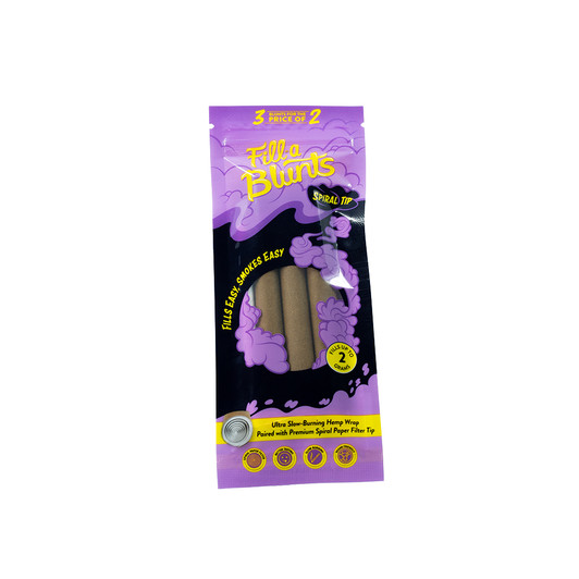 Fill-a Blunts 2 Gram Fatty Pre Rolled Hemp Wrap Blunt Tubes with Spiral Filter Tips [Pack of 3]