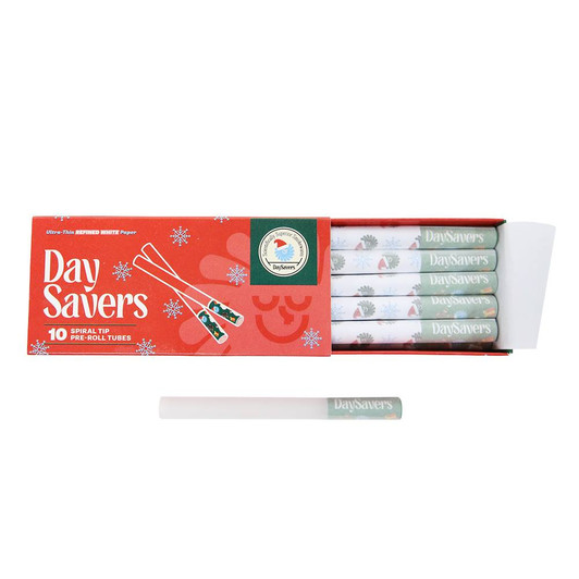 DaySavers Half Gram 1 1/4 Christmas Edition Ultra-Refined White Artisan Pre Rolled Tubes [10 Pack]