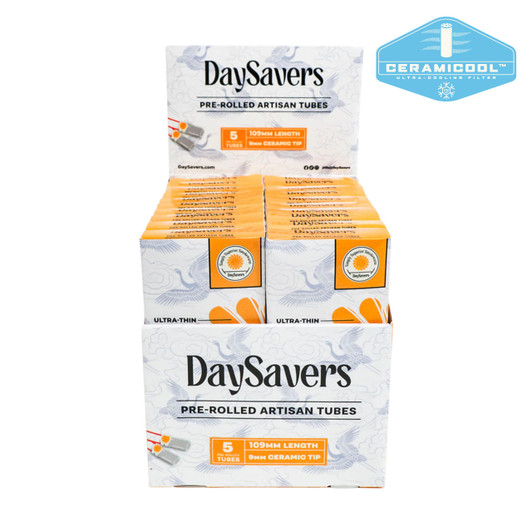 DaySavers Display Box - DaySavers 1 Gram King Size Pre Rolled Tubes with Ceramic Filter Tips with Ceramicool technology [20 Packs, 5 Tubes per Pack] 