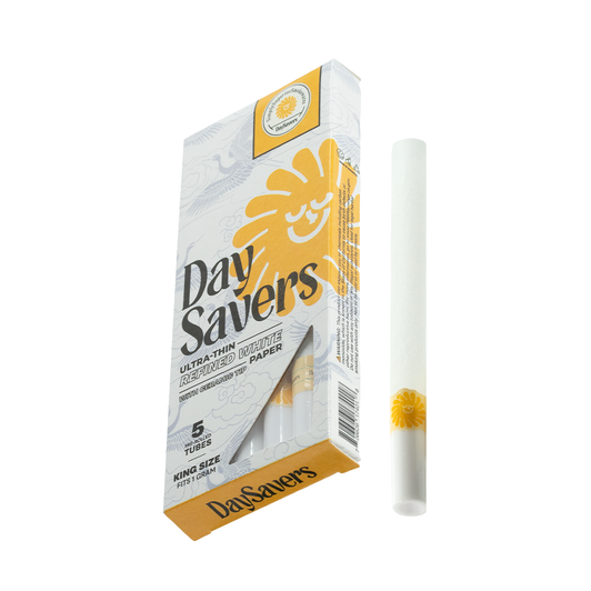 DaySavers 1 Gram King Size Pre Rolled Tubes with Ceramic Filter Tips with Ceramicool technology - Refined White [5 Tube Pack]