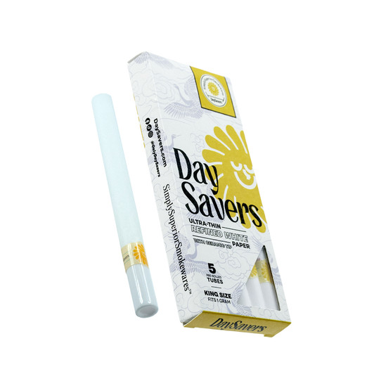 DaySavers 1 Gram King Size Pre Rolled Tubes with Ceramic Filter Tips with Ceramicool technology - Refined White [5 Tube Pack]