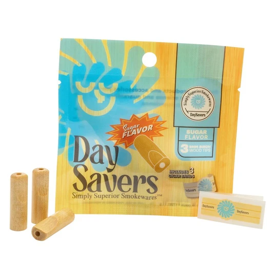 DaySavers Display Box - DaySavers Sugar Flavor Wood Filter Tips [3 Tips per Pack, 20 Packs per Box] 