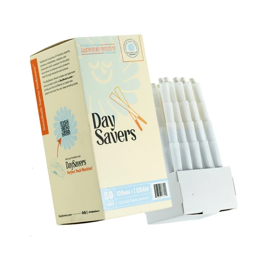 DaySavers 1 Gram King Size White Pre Rolled Cones [50 Cone Box]